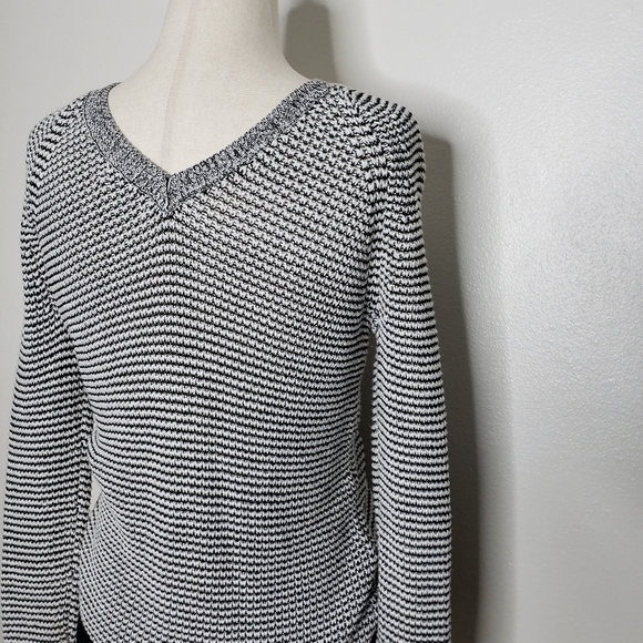 Calvin Klein Black White Striped Sweater Layer Spring Lightweight Designer Fall - Picture 10 of 11